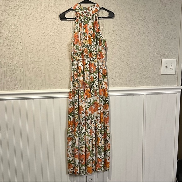 Petal & Pup Orange Floral Halter Cut Out Maxi Dress size 8 - Picture 10 of 12